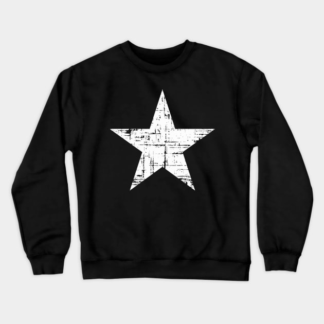 Distressed Grunge White Star Crewneck Sweatshirt by Vooble